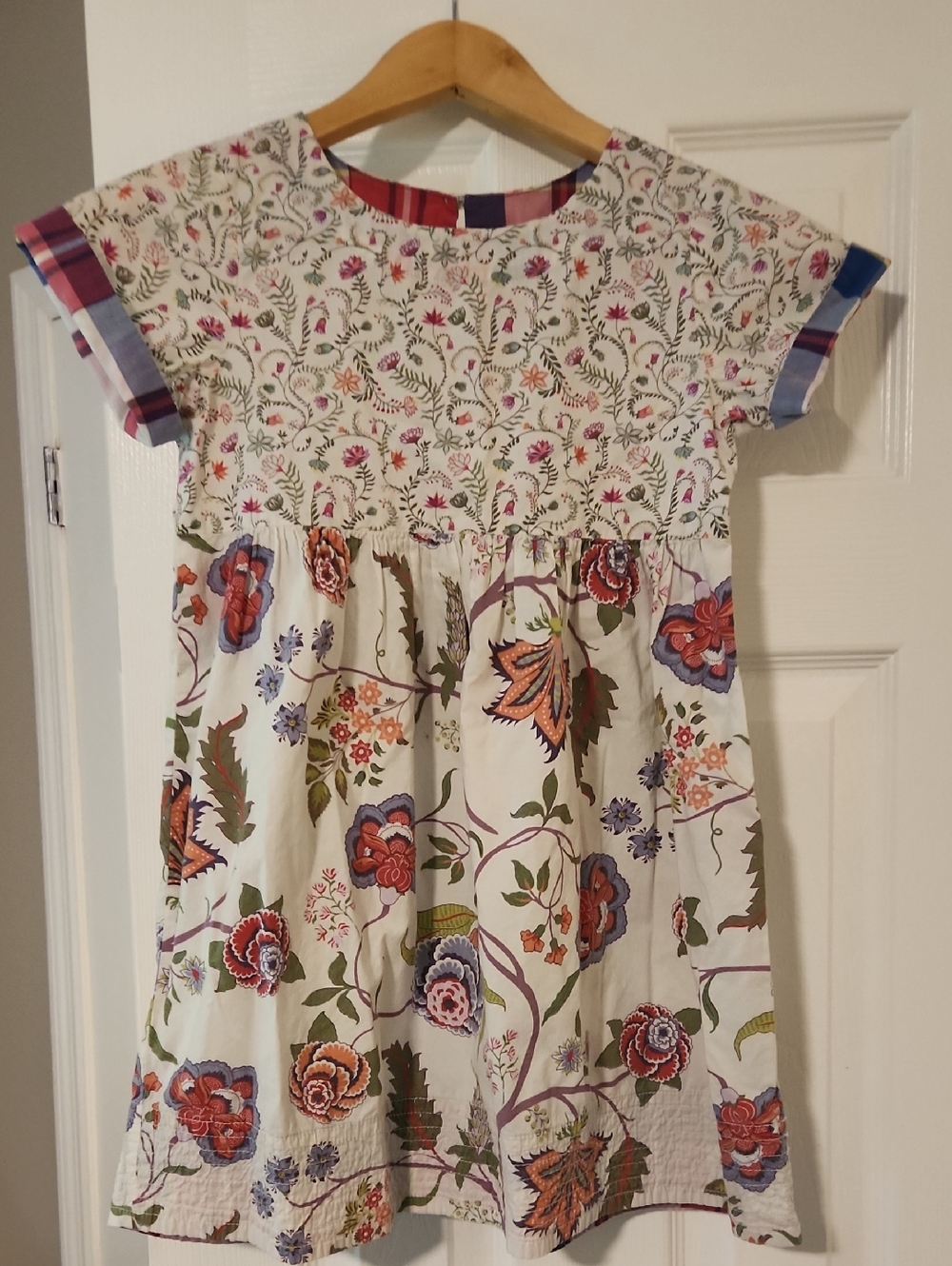 Tea Collection White Cotton Dress with Multicolor Floral Print